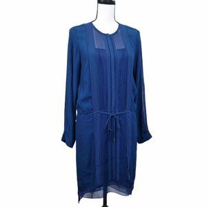 Diane Von Furstenberg Blue Sliced Pintuck Pleated Dress